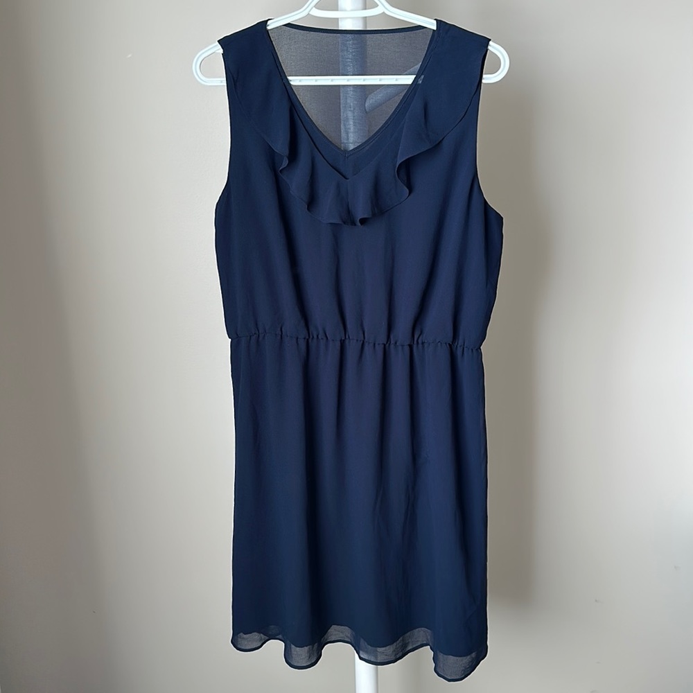 RW&Co Sleeveless Ruffle V-Neck Dress Large